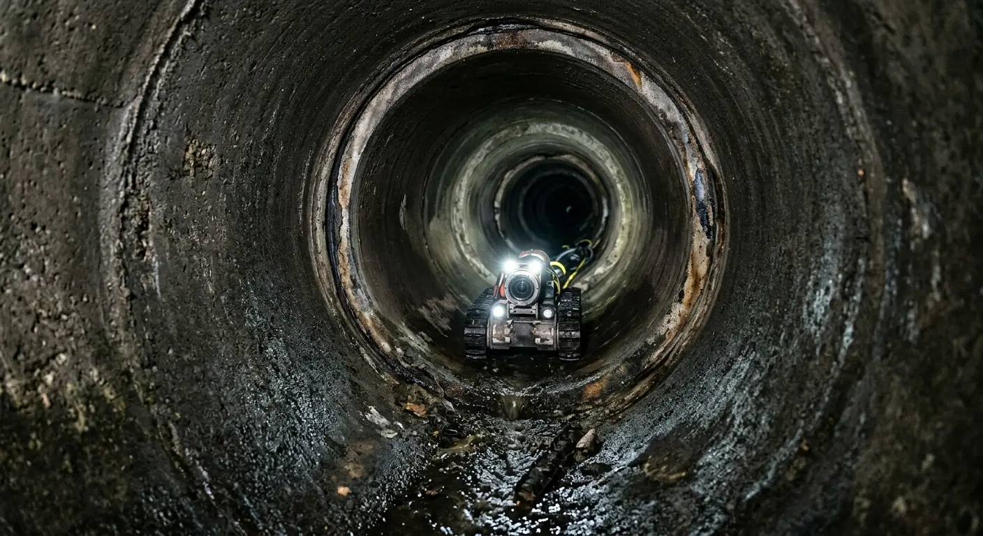Robotic sewer camera inspecting pipe interior for Sewer Line Cleaning in Upper Uwchlan